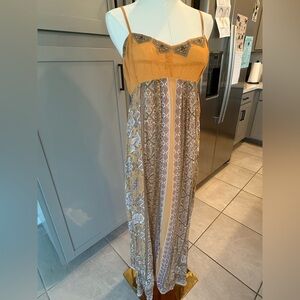 Anthropologie NWT Embroidered Boho Maxi Dress – Mustard – Size 8